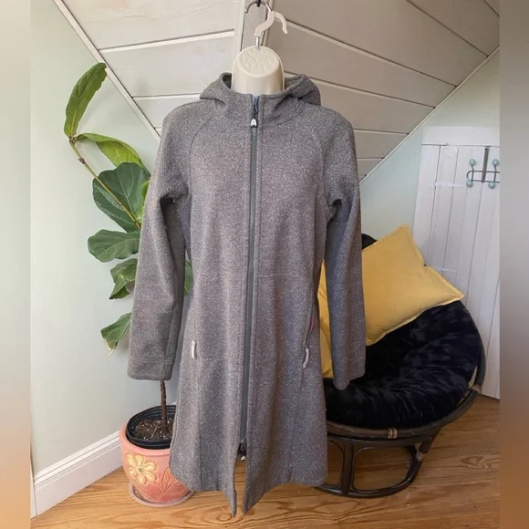 Lululemon Apres Sport Tweed Jacket Long Soft Fleece Hooded Gray Size 6 - Picture 14 of 14